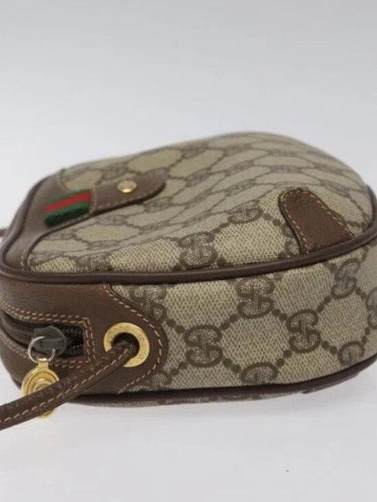 GUCCI GG Supreme Web Sherry Line Shoulder Bag PVC Beige 156 02 066 Auth BD958 - Picture 4 of 15